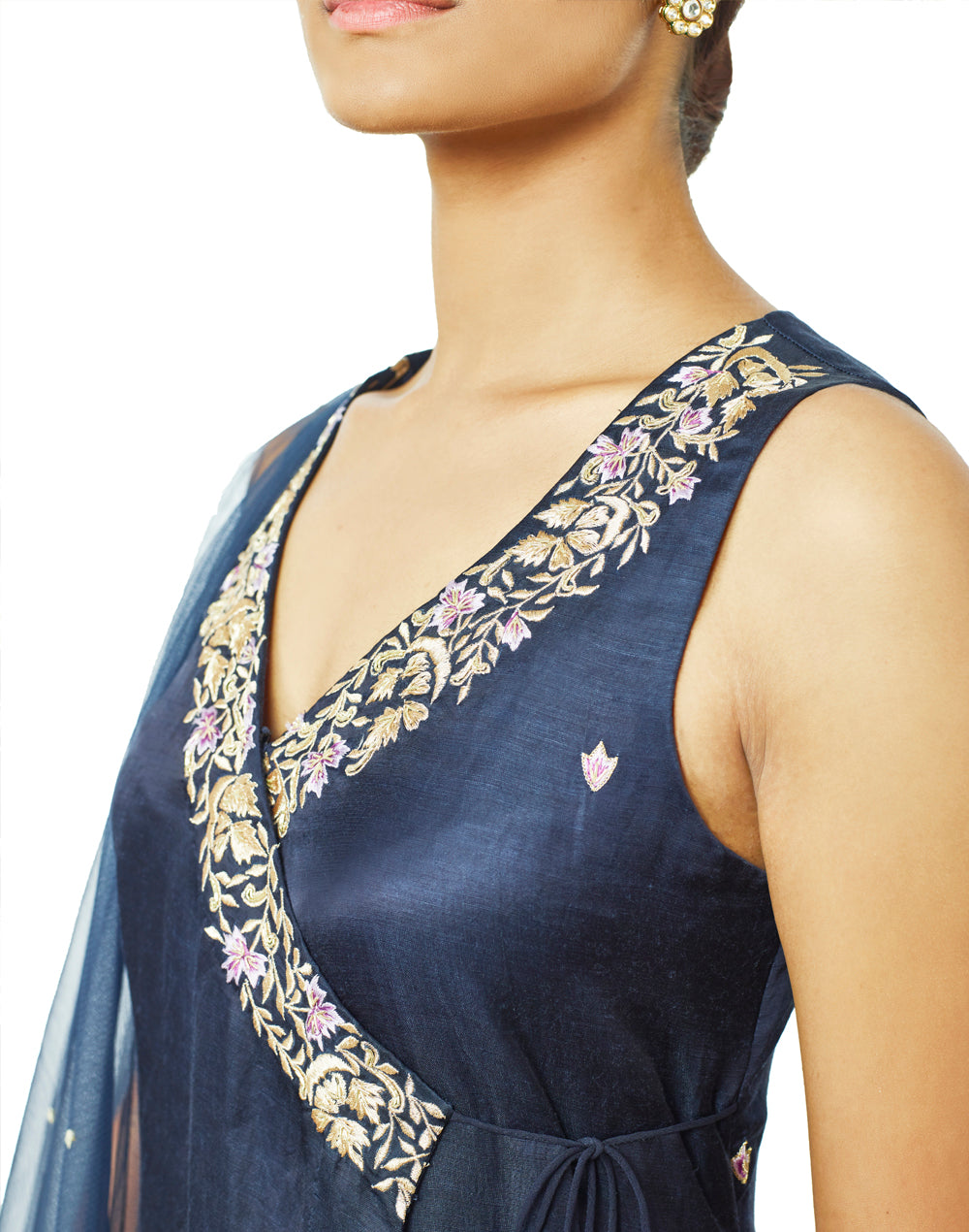 Embroidered Navy Suit