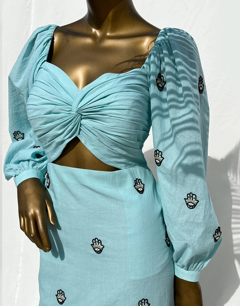 Chic Blue Knotted Short Dress