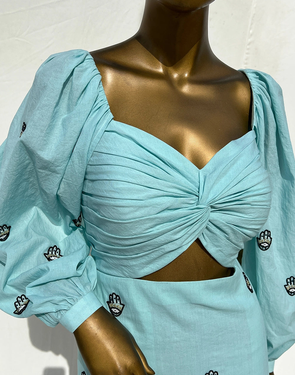 Chic Blue Knotted Short Dress