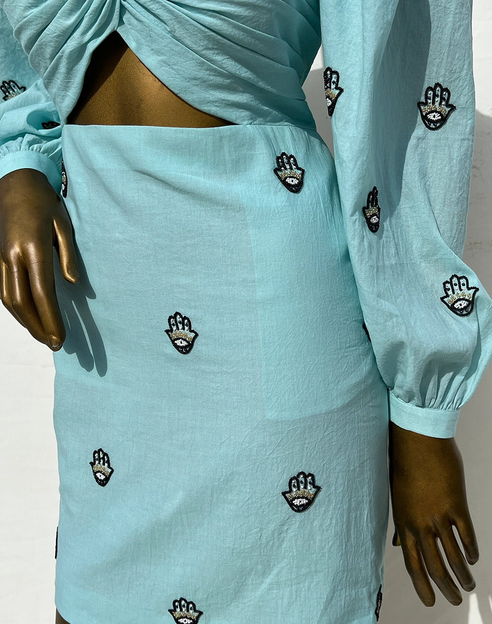 Chic Blue Knotted Short Dress