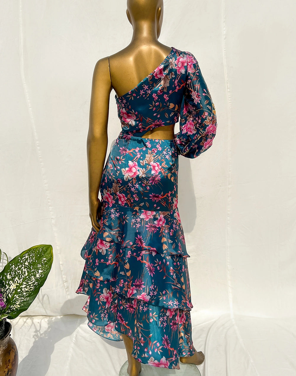 Teal Fiesta Side-cut Dress