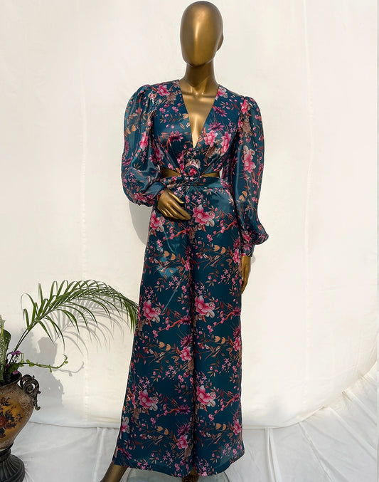 Teal Petal Puzzle Jumpsuit