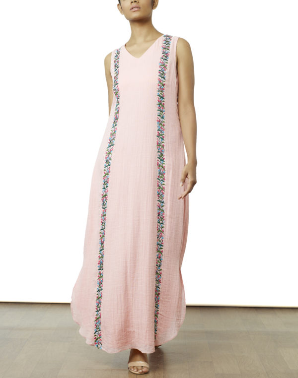 Embroidered Pink Maxi