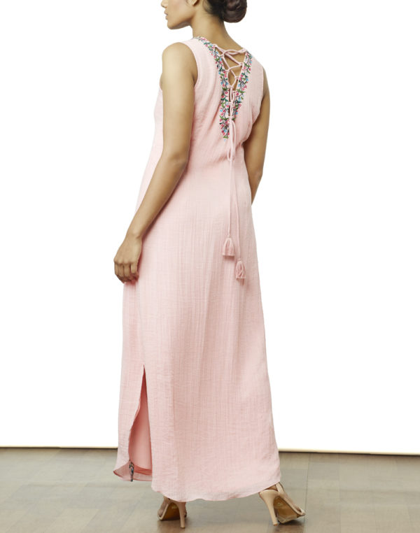 Embroidered Pink Maxi