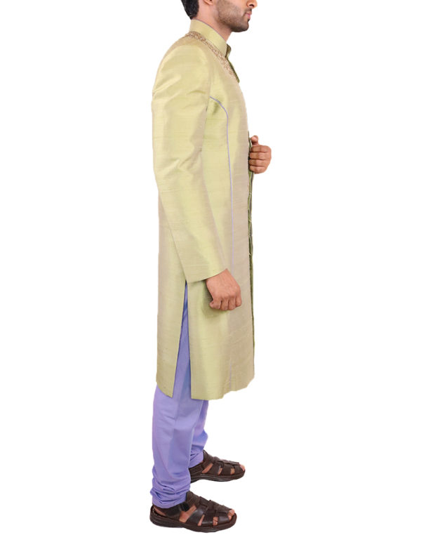 Green With Golden Embroidered Sherwani