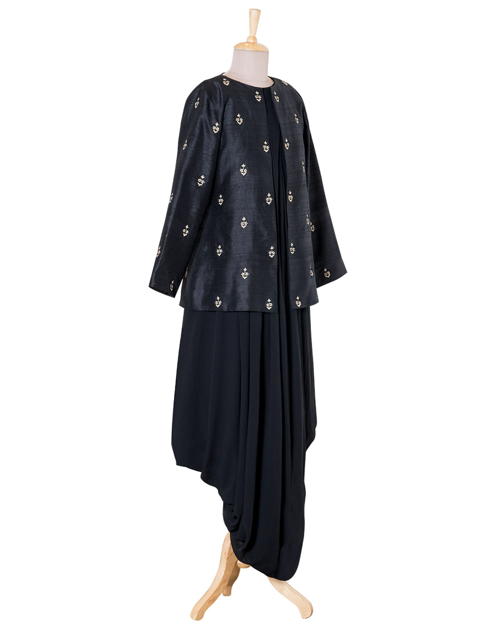 Draped Dhoti Gown with a Jacket side
