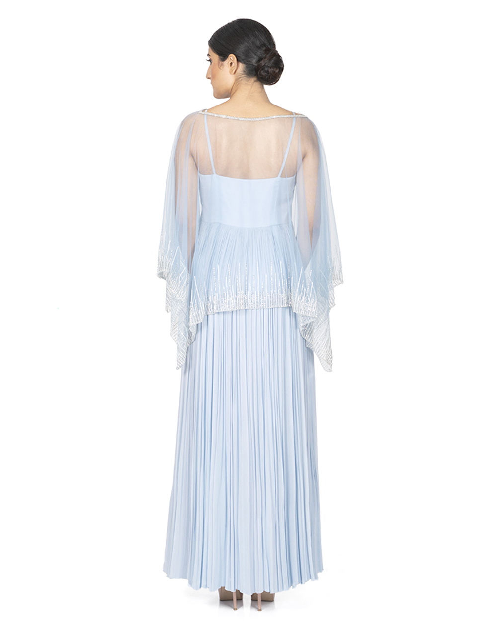 Jenny Packham Cape-effect Embellished Tulle Gown - Blue - ShopStyle Evening  Dresses