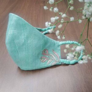 Neo Mint Motif Embroidered Mask