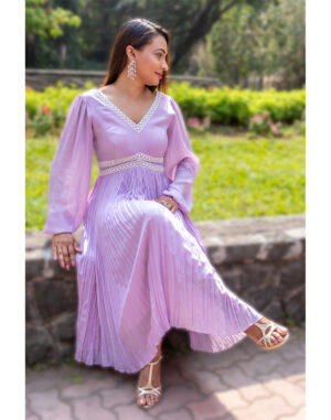 Lilac Colored French Crepe The Viola Dress