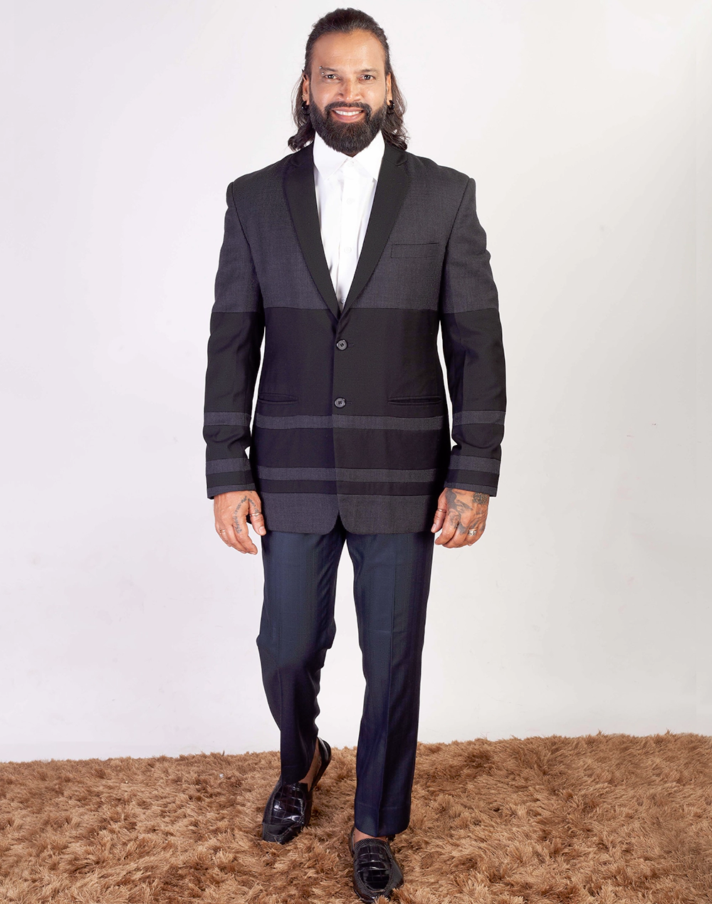 Black panelled Blazer-01