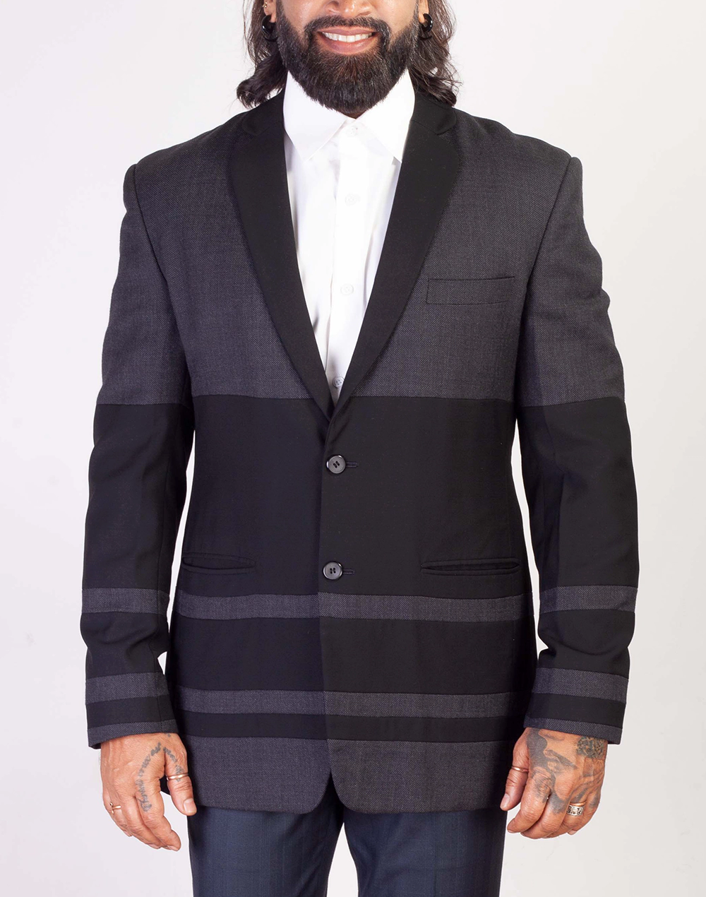 Black panelled Blazer-02